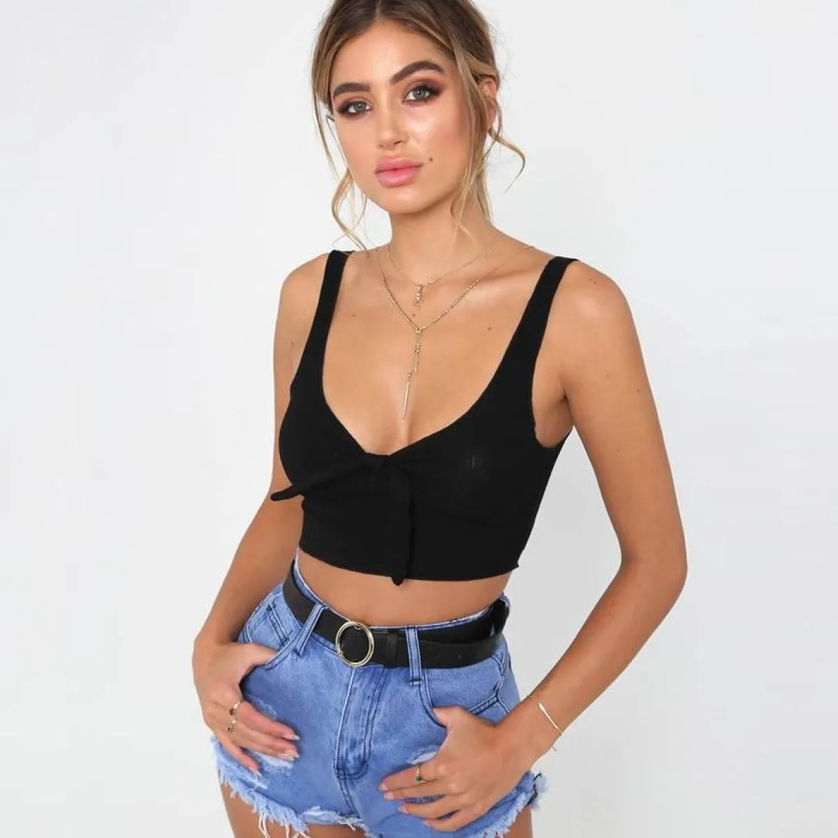 Bow Decorated Crop Top - -