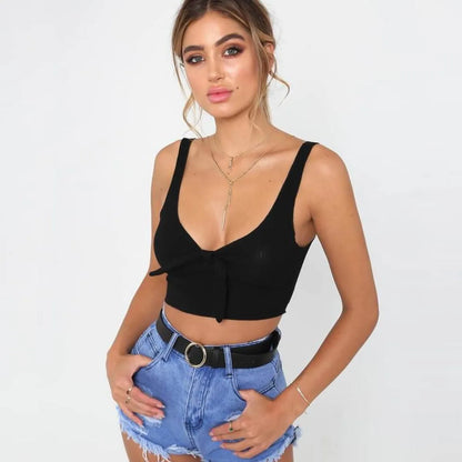 Bow Decorated Crop Top - -