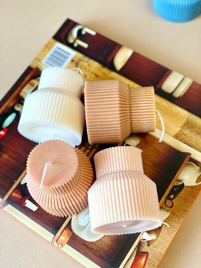 Ribbed Pedestal Handmade Candle - - candles