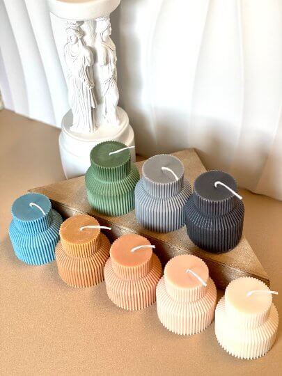 Ribbed Pedestal Handmade Candle - - candles
