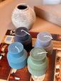 Ribbed Pedestal Handmade Candle - Teal - candles