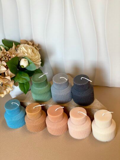 Ribbed Pedestal Handmade Candle - - candles