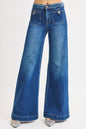 Risen Dark Blue Mid-Rise Wide Front Patch Pocket Jeans - 15 - jeans