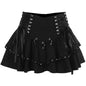 Rivet Bandage Mini Skirt – Y2K Grunge Gothic Punk Style - Black - Skirts