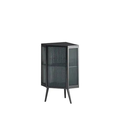 Floor Corner Cabinet with Tempered Glass Door and Storage Shelves - Kia Day Design