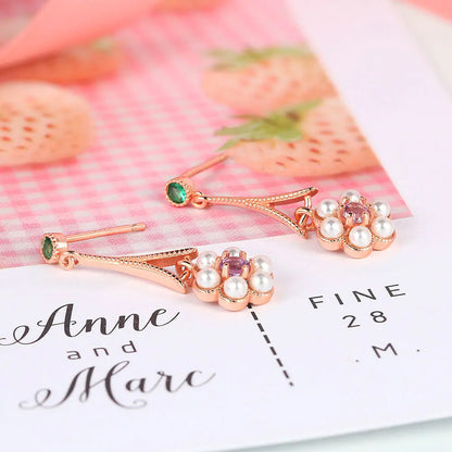 S925 Silver Plum Blossom Amethyst Tassel Earrings