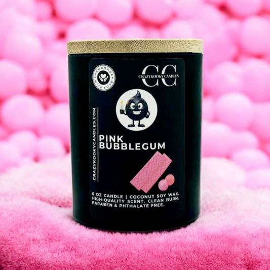 PINK BUBBLEGUM - Scented Coconut Soy Candle 6oz - Pink Bubblegum - Candle