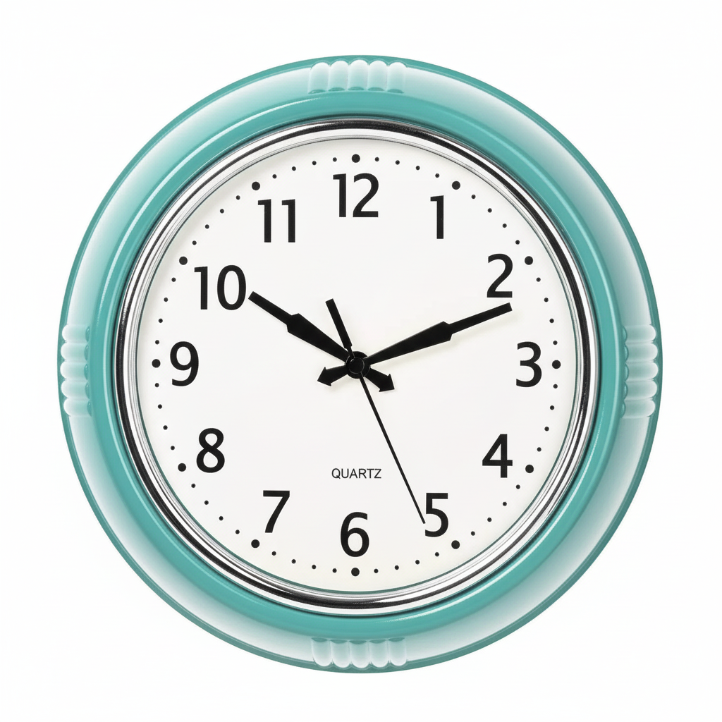 12 Inch Robin Egg Blue 50s Round Silent Non Ticking Battery Operated Quartz Clock - - wall clock