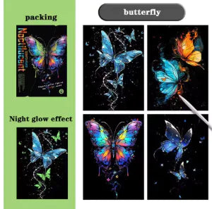 A4 Luminous Scraping Painting Colorful Scratch Paper - Fantasy Butterfly - art paper