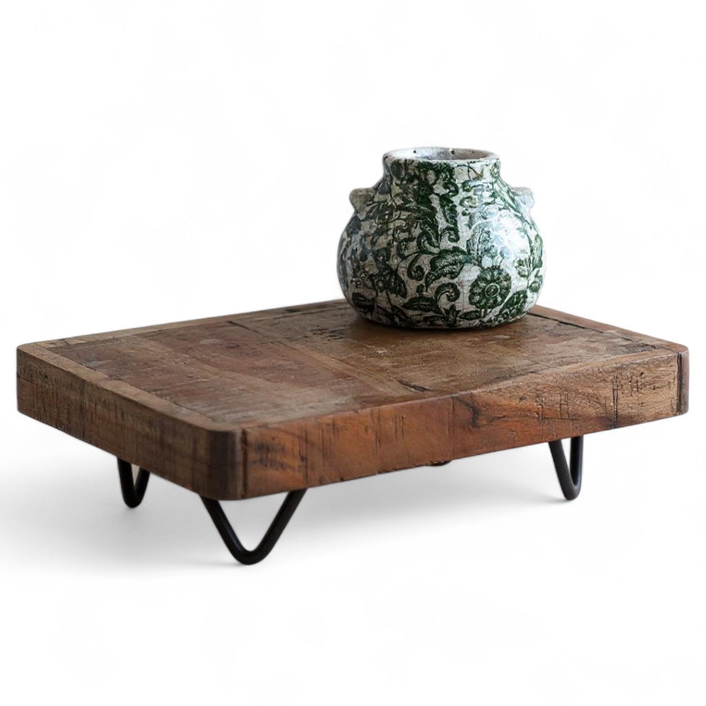 Rustic Wood Display Riser with Hairpin Legs - - Tabletop