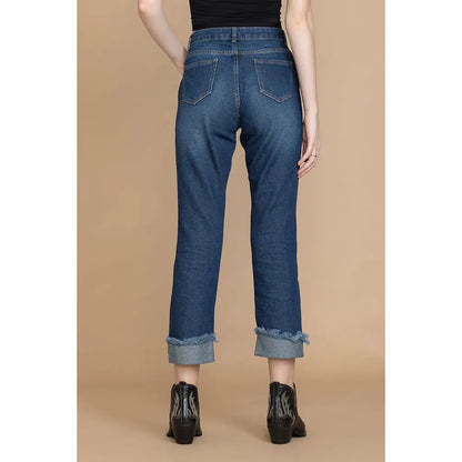 Amora Cuffed Hem Distressed Boyfriend Jeans- Myra USA- {{Product type}}