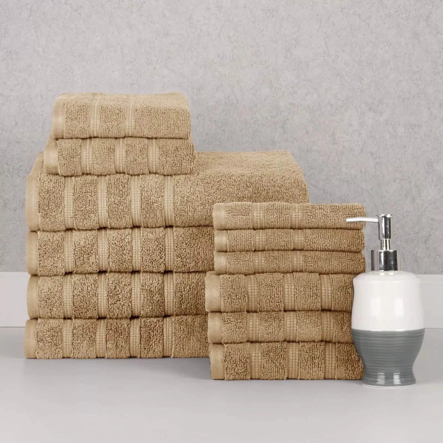 12-Piece Set: Bibb Home Zero Twist Egyptian Cotton Towel Set - Linen - Bath