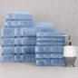 12-Piece Set: Bibb Home Zero Twist Egyptian Cotton Towel Set - Dusty Blue - Bath