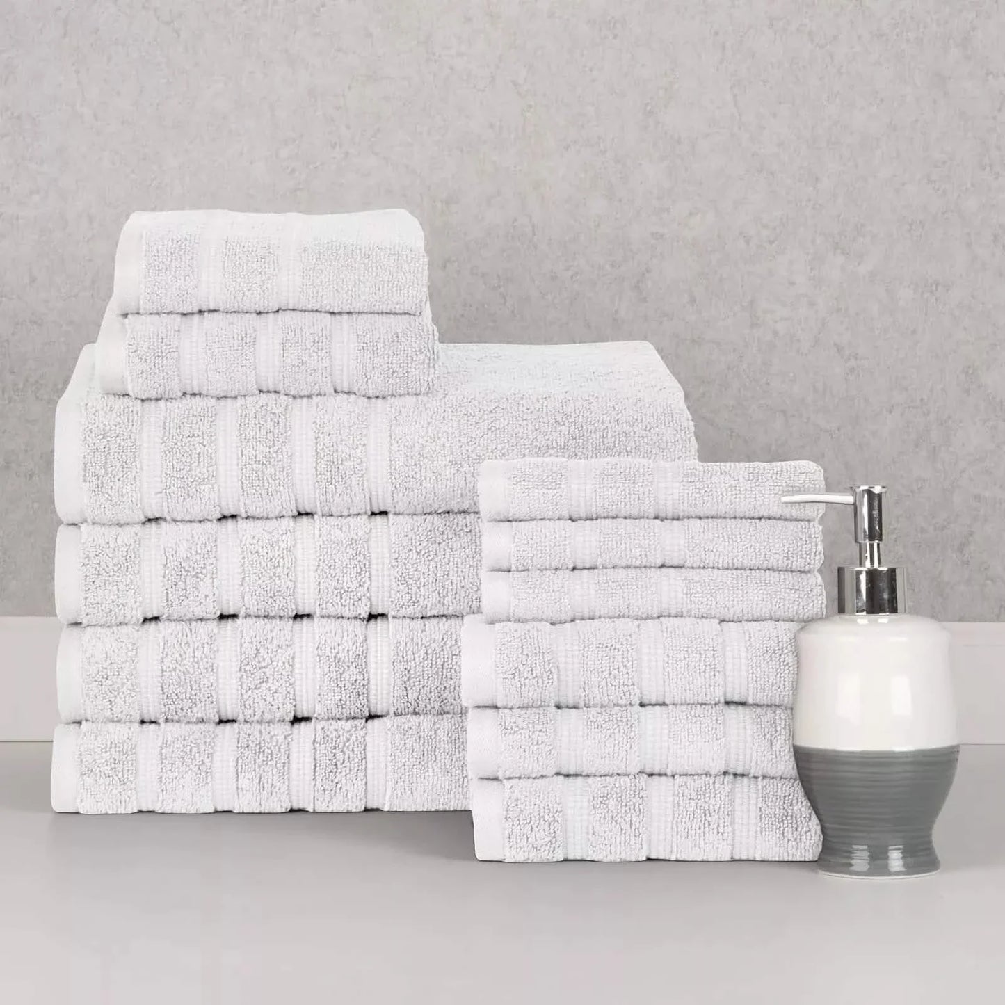 12-Piece Set: Bibb Home Zero Twist Egyptian Cotton Towel Set - White - Bath