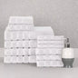 12-Piece Set: Bibb Home Zero Twist Egyptian Cotton Towel Set - White - Bath