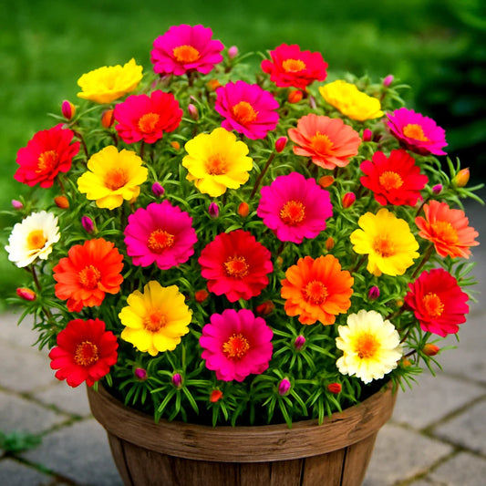 Moss Rose Seeds Mix 4000+ Double Grandiflora Groundcover Flowers - - Seeds