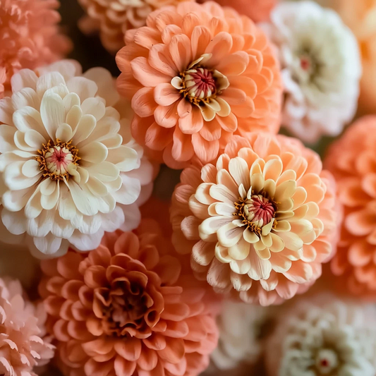 Peaches and Cream Zinnia Seeds Mix Salmon and White - - Flower Seeds