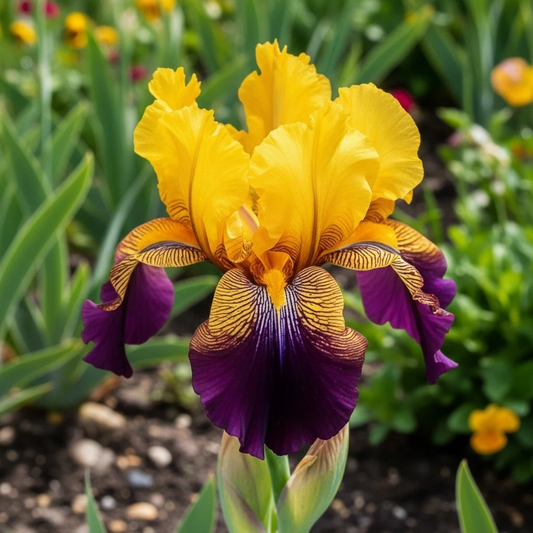 Bearded Iris Seeds Golden Yellow & Purple Ruffled Blooms 45 Ornamental Flower Seeds - - Seeds