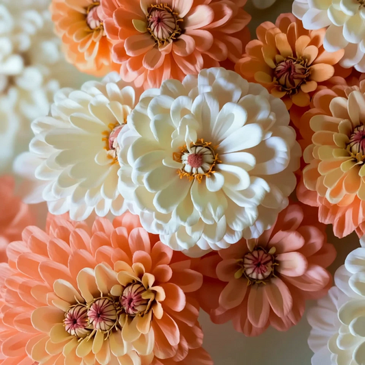 Peaches and Cream Zinnia Seeds Mix Salmon and White - - Flower Seeds
