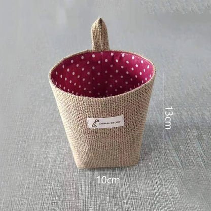 Cotton Linen Storage Basket Hanging Pocket Jute Bag Kia Day Design