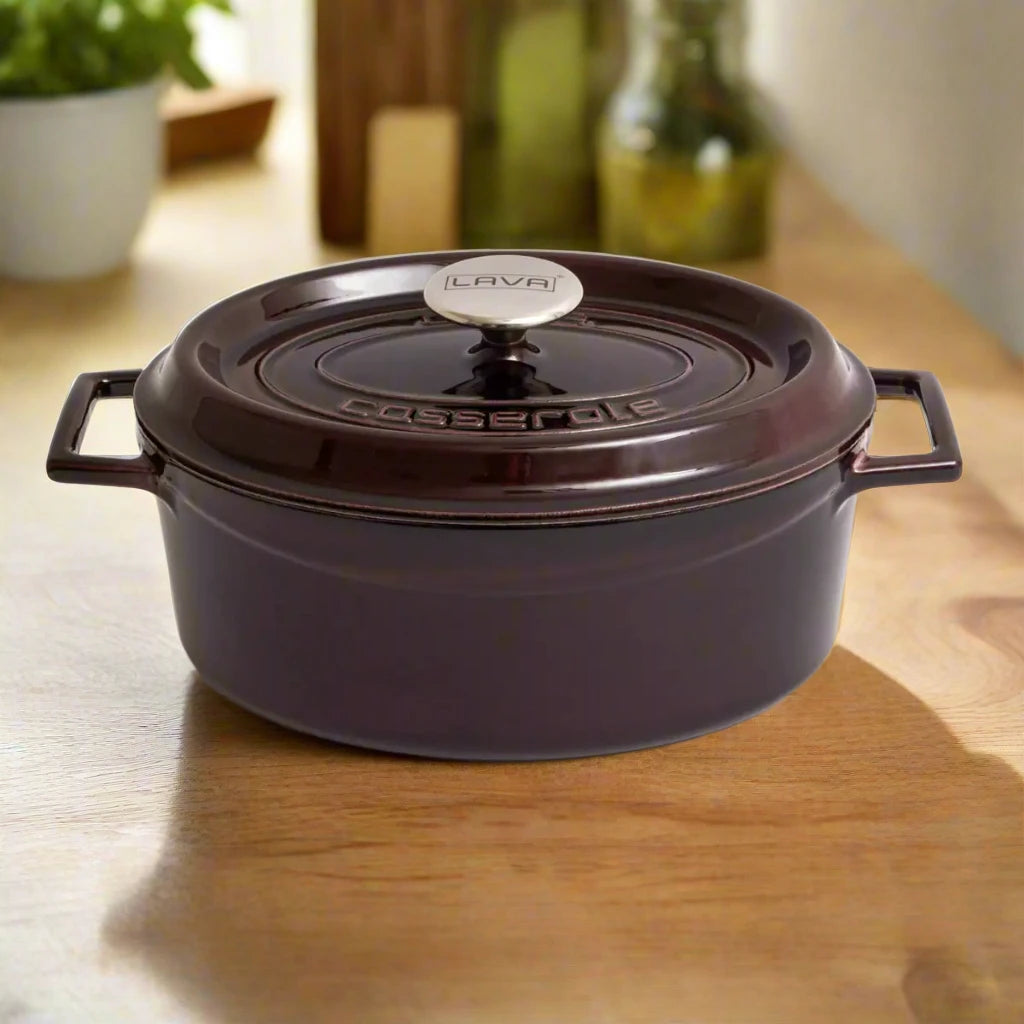 LAVA Enameled Cast Iron Oval Dutch Oven With Lid, 4 Quart, Dishwasher Safe