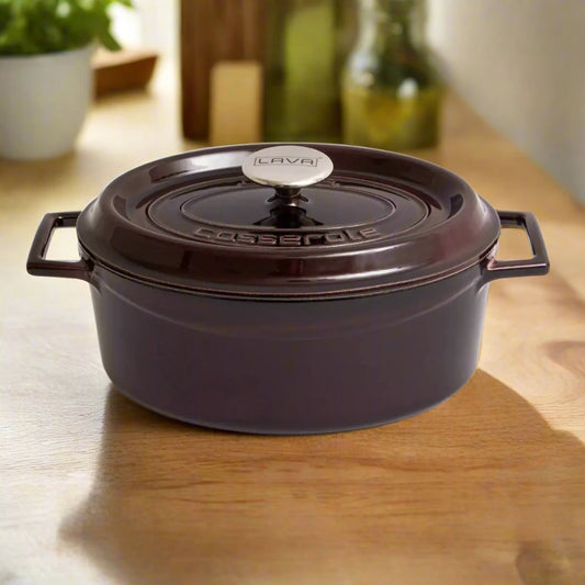 LAVA Enameled Cast Iron Oval Dutch Oven With Lid, 4 Quart, Dishwasher Safe