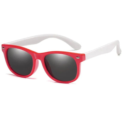 Kids Round Polarized Sunglasses Red White