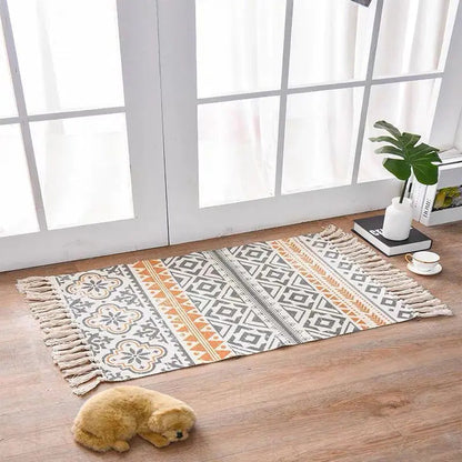 Nordic Style Cotton Linen Area Rug for Home Entrance Kia Day Design