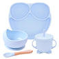 Silicone Suction Cup Dinner Plate Baby And Children's Divided Plate Set LIGHT BLUE