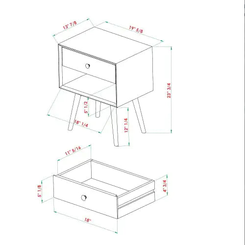 Single-Drawer Solid Wood Nightstand - Kia Day Design