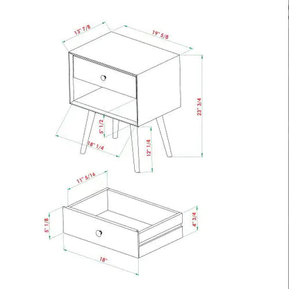 Single-Drawer Solid Wood Nightstand - Kia Day Design