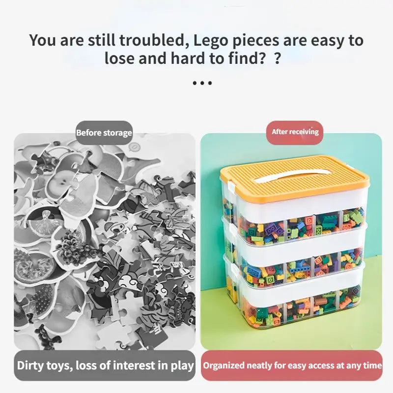 Stackable Building Blocks Storage Box with Handle Kia Day Design