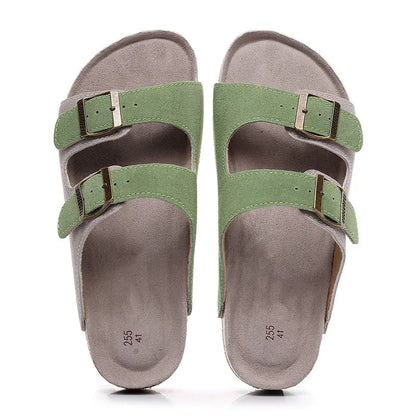 Genuine Leather Cork Sandals - Light Green 46 - sandals