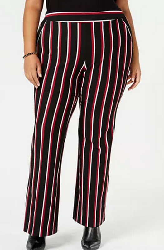 I.n.c. Women's Plus Size Striped Ponte-Knit Pants - - New with tags