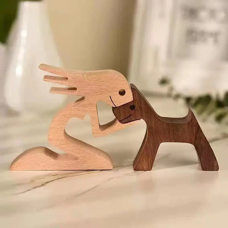 Handcrafted Wooden Puppy Figurine