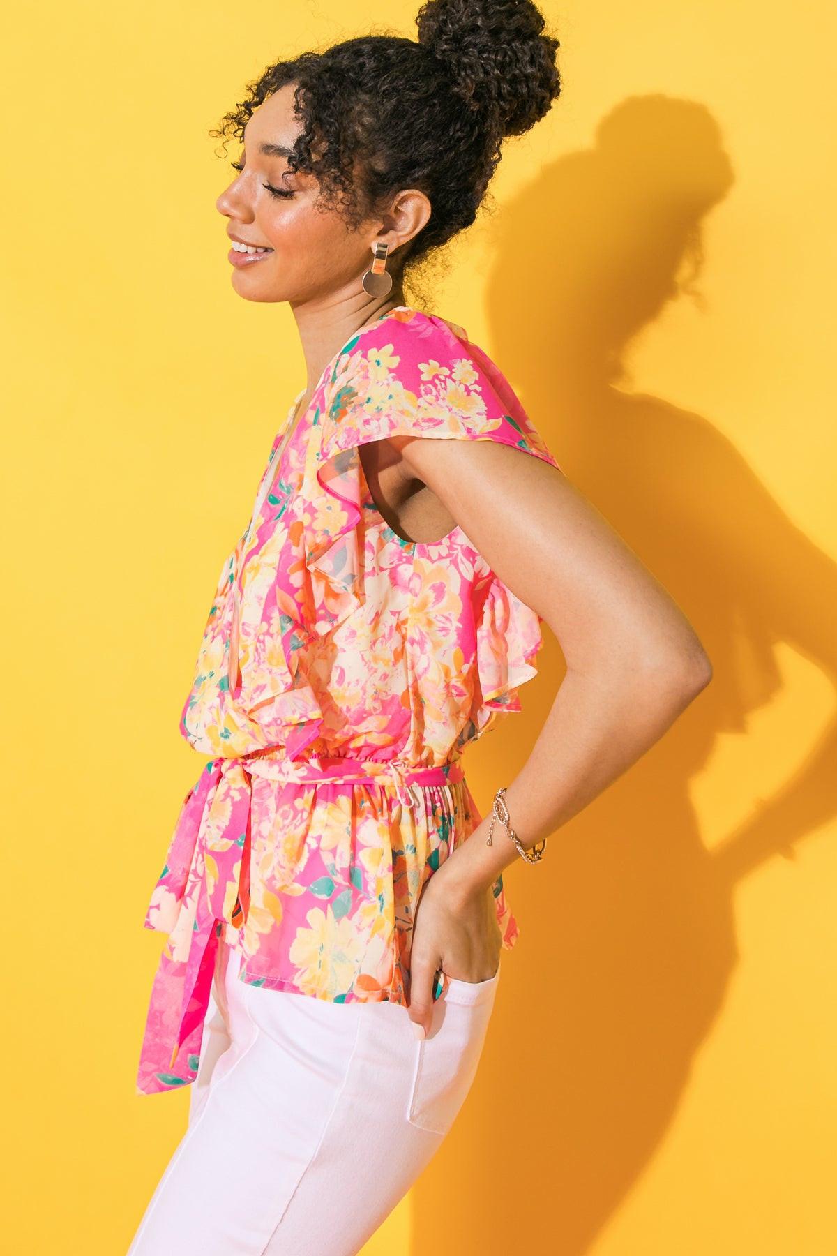 FADED VIEW WOVEN TOP - - TOPS
