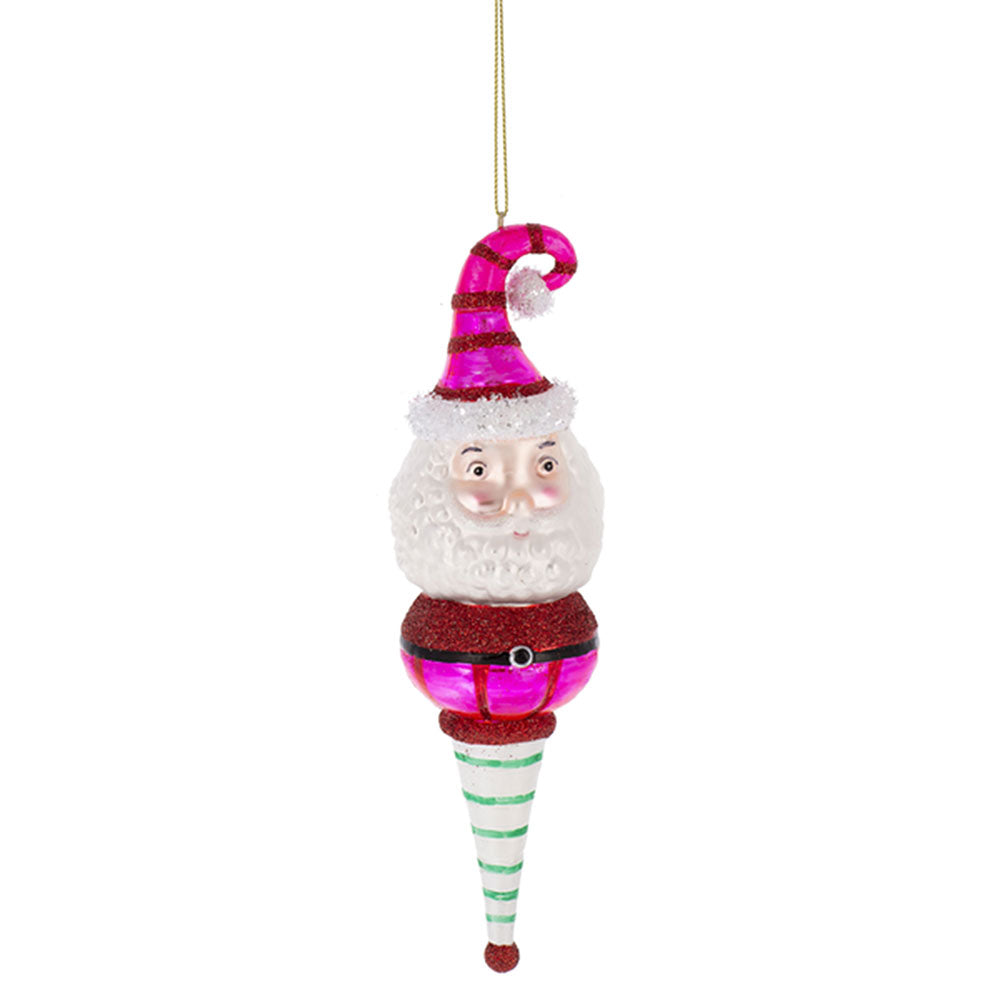 Vintage Santa Reflector Glass Ornaments Set of 3 - - Seasonal Decor
