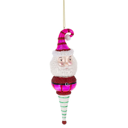 Vintage Santa Reflector Glass Ornaments Set of 3 - - Seasonal Decor