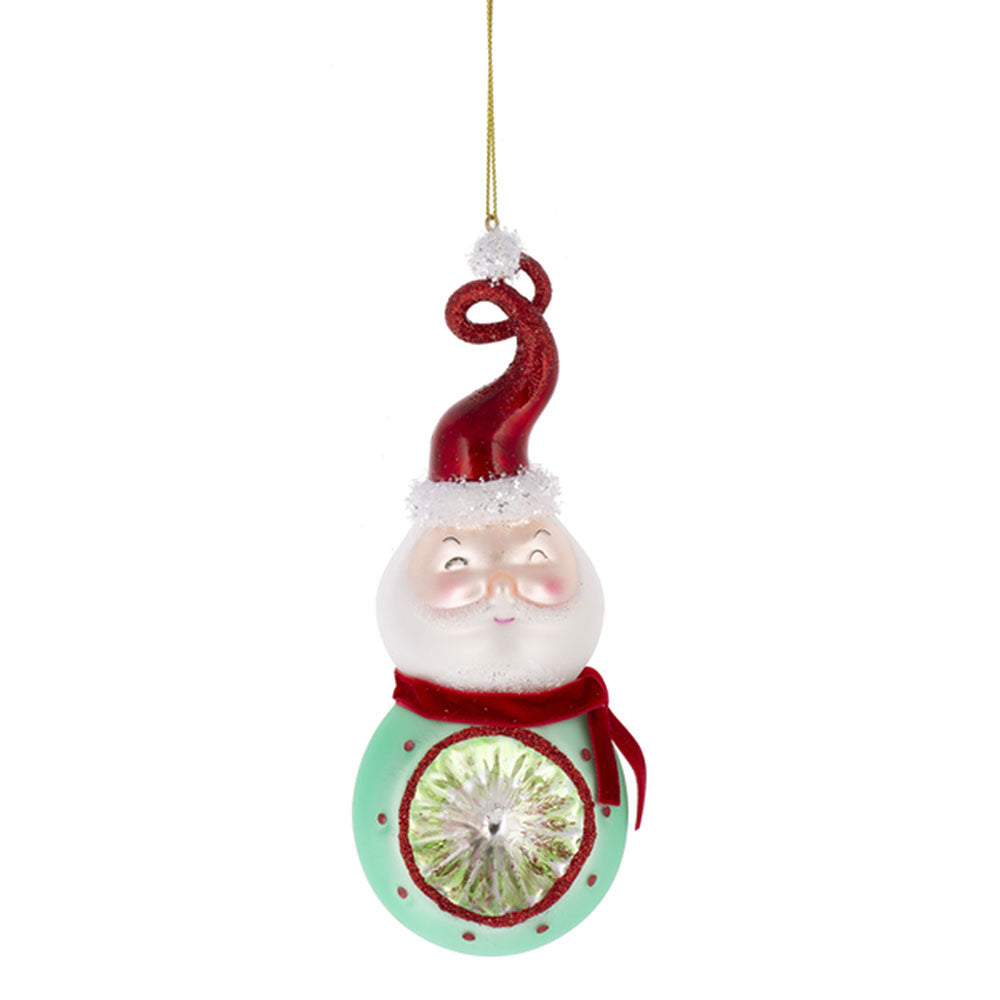 Vintage Santa Reflector Glass Ornaments Set of 3 - - Seasonal Decor