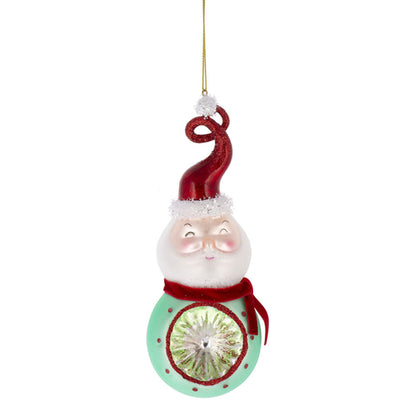 Vintage Santa Reflector Glass Ornaments Set of 3 - - Seasonal Decor