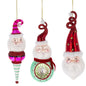 Vintage Santa Reflector Glass Ornaments Set of 3 - - Seasonal Decor