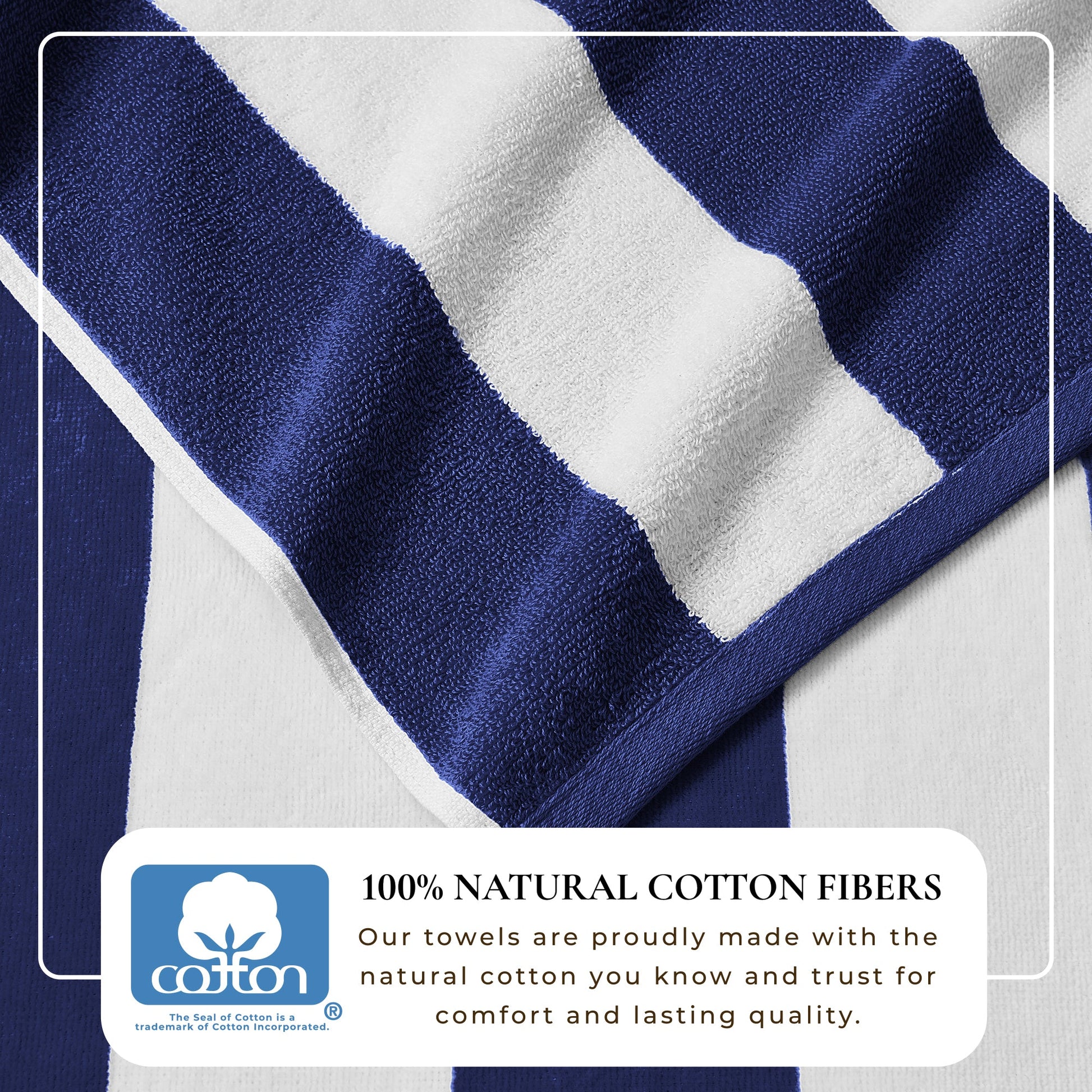 Cotton Velour Cabana Stripe Beach Towel - Novia Collection - -