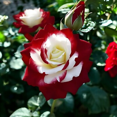 20 Three-Color Rose Seeds – Unique Red, White & Blue Blooms – Heirloom Non-GMO - - garden flowers