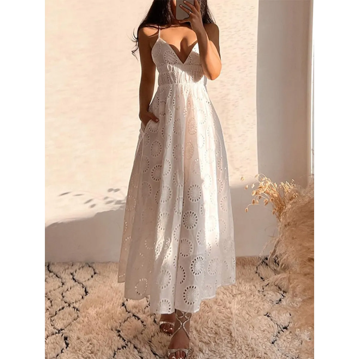 Sexy Backless Lace Dress - -