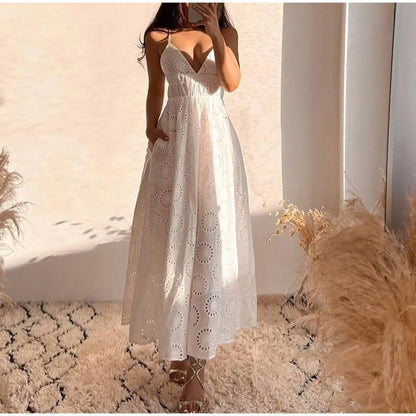 Sexy Backless Lace Dress - -