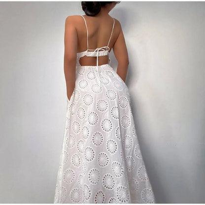 Sexy Backless Lace Dress - -