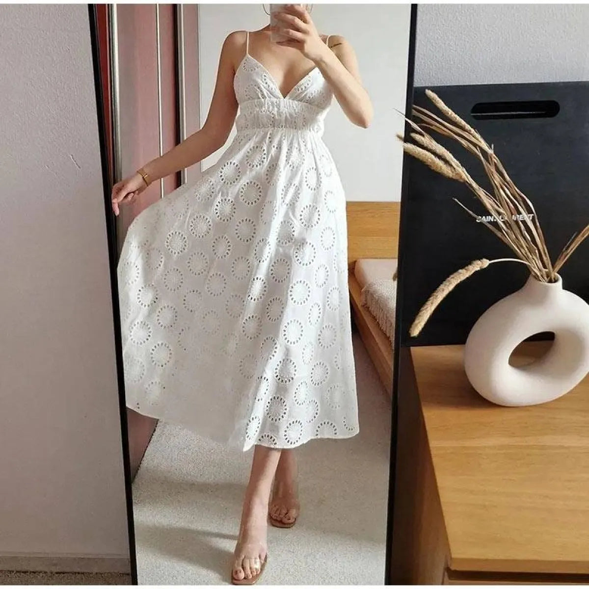 Sexy Backless Lace Dress - -
