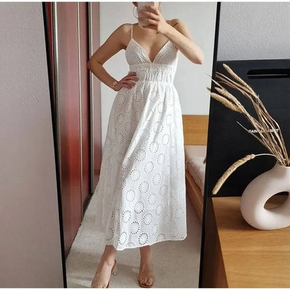 Sexy Backless Lace Dress - -