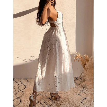 Sexy Backless Lace Dress - -