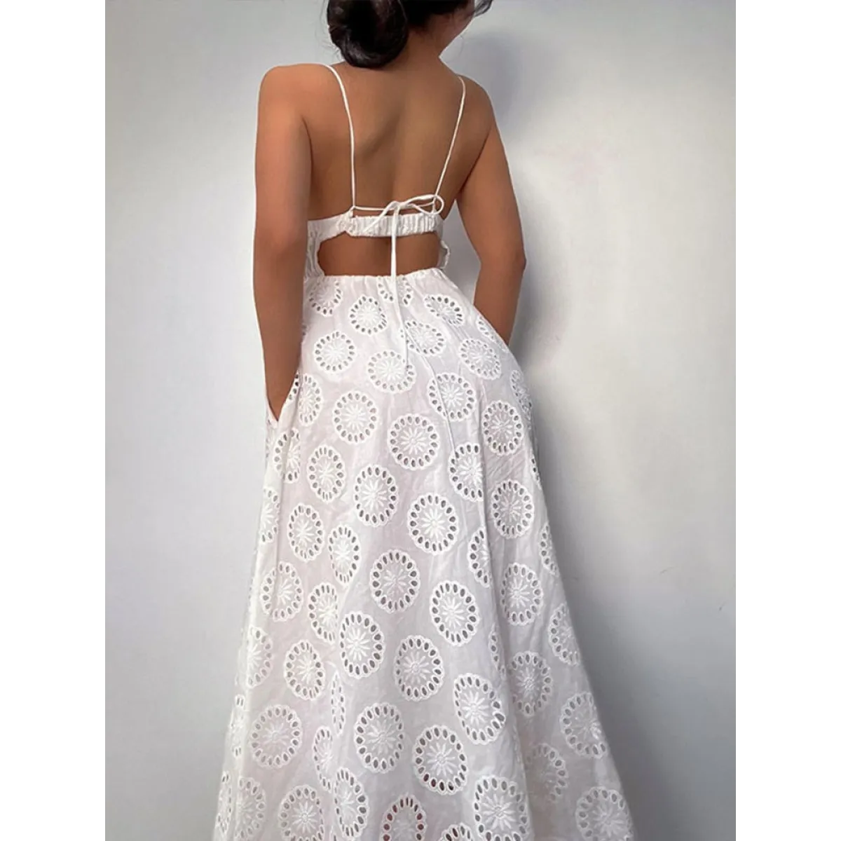 Sexy Backless Lace Dress - -